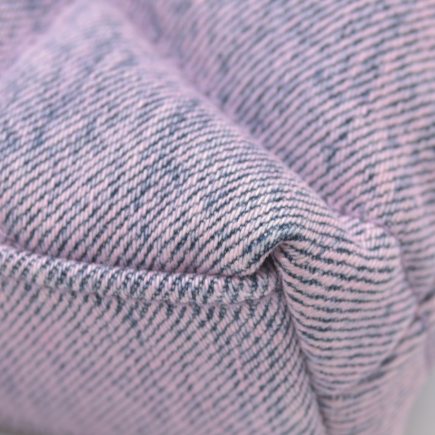 $1000 Saint Laurent Denim Quilted Loulou Puffer Monogram Pouch Clutch Bleached Lilac