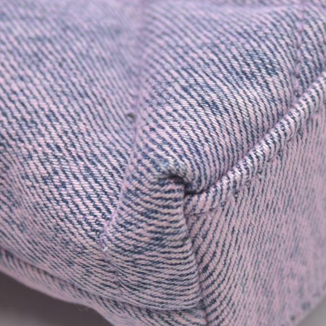 $1000 Saint Laurent Denim Quilted Loulou Puffer Monogram Pouch Clutch Bleached Lilac