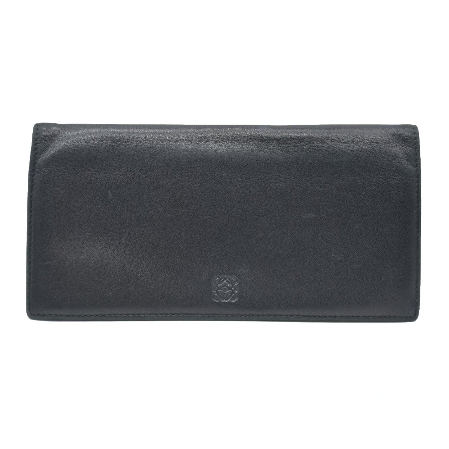 AUCTION $790 LOEWE Anagram Leather Bifold Long Wallet Black
