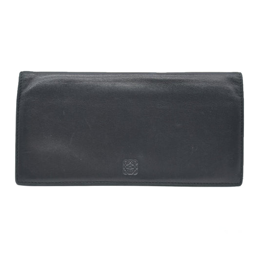 AUCTION $790 LOEWE Anagram Leather Bifold Long Wallet Black