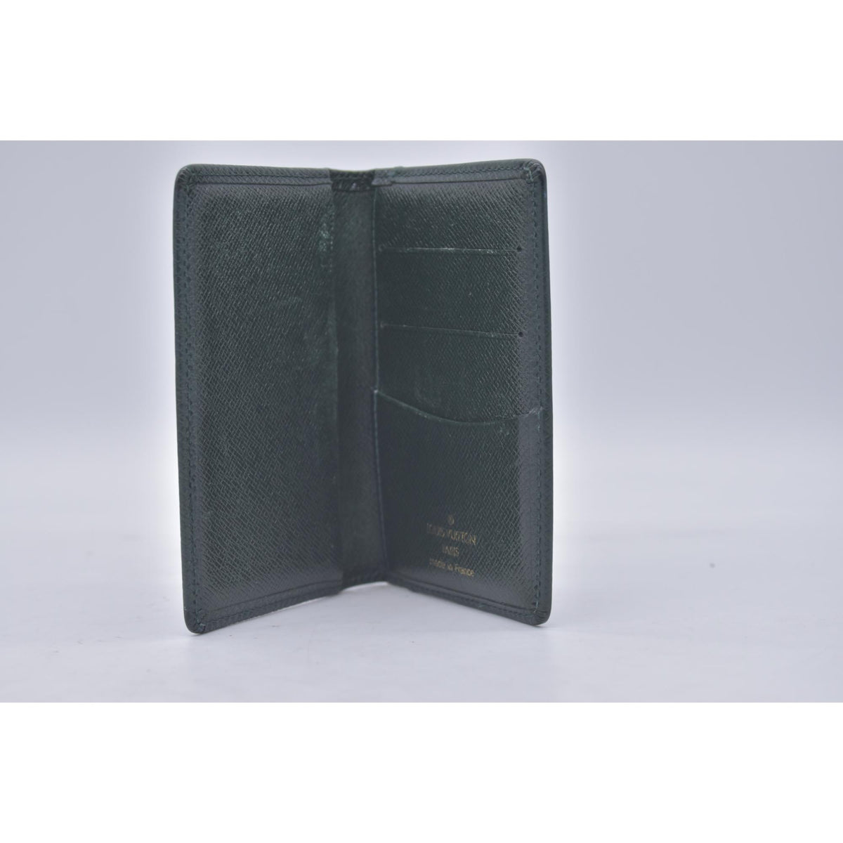 $420 2013 LOUIS VUITTON Taiga Leather Pocket Organizer Card Holder Epicea Green MI0143 CONSIGNMENT 10021206