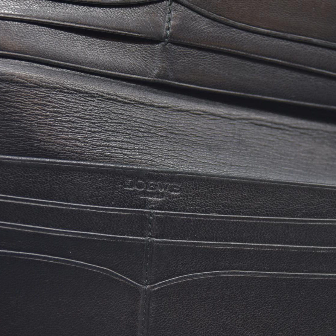 AUCTION $790 LOEWE Anagram Leather Bifold Long Wallet Black