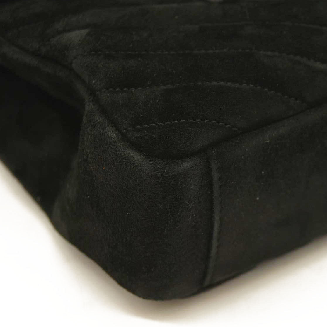 Saint Laurent  Suede Matelasse Chevron Monogram Medium College Bag Black