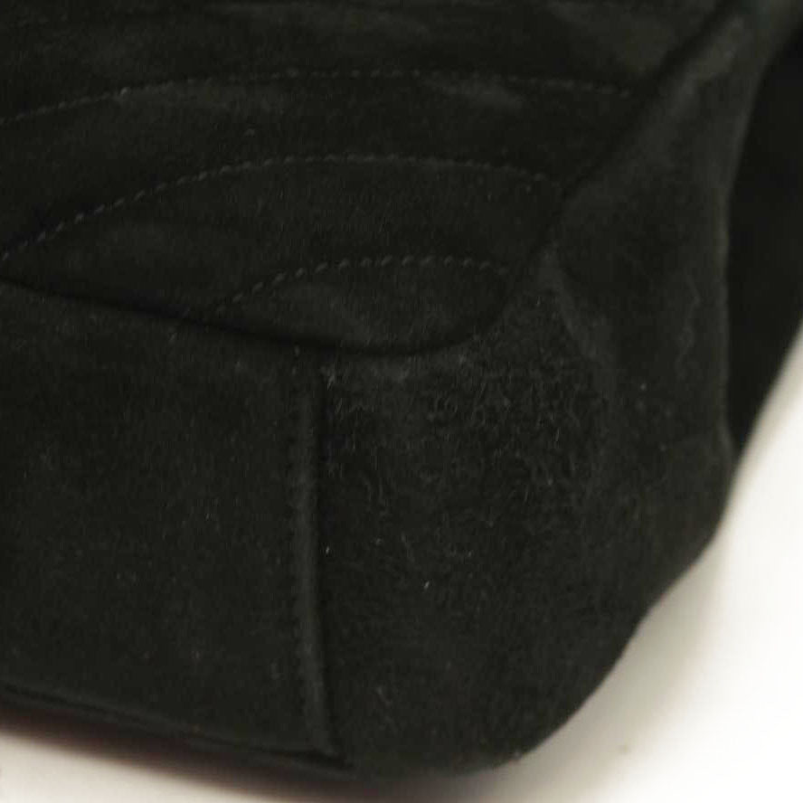 Saint Laurent  Suede Matelasse Chevron Monogram Medium College Bag Black