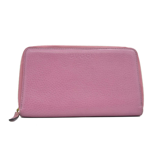 $550 Gucci Dollar Calfskin GG Marmont Zip Around Wallet Perfect Pink