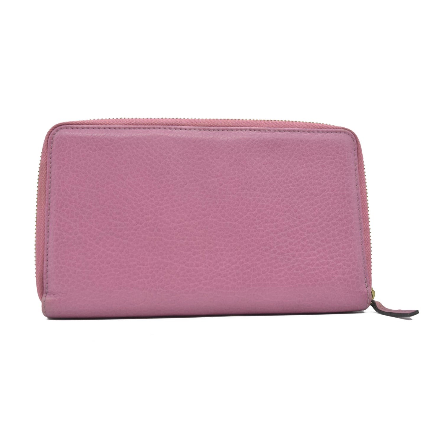 $550 Gucci Dollar Calfskin GG Marmont Zip Around Wallet Perfect Pink