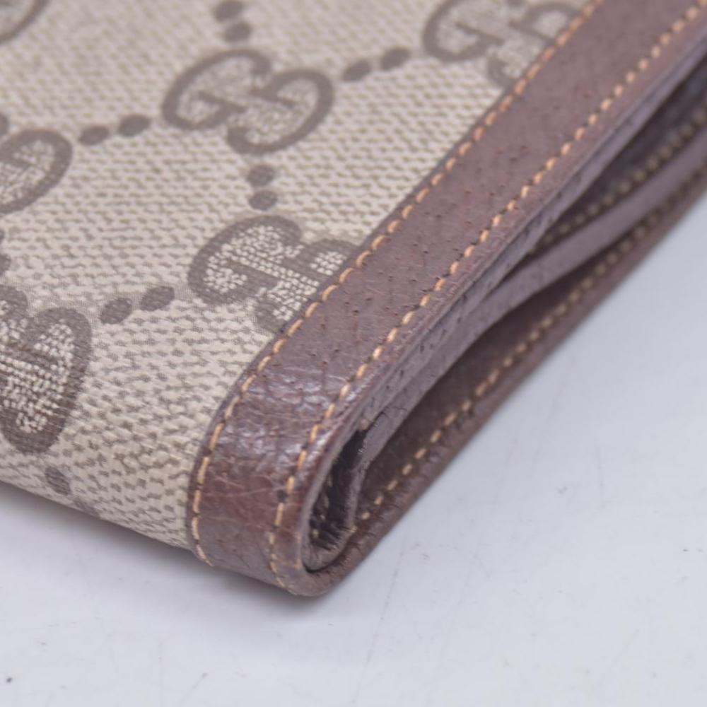 $680 GUCCI Vintage GG Plus Supreme French Purse Kisslock Wallet Beige Brown CONSIGNMENT 10021237