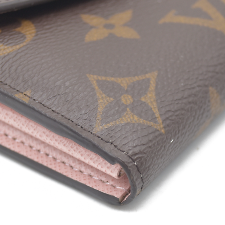 $775 Louis Vuitton  Monogram Sarah Wallet NM Rose Ballerine RFID
