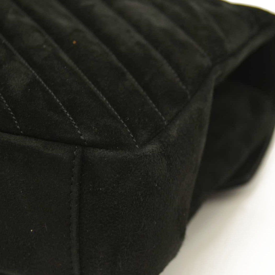 Saint Laurent  Suede Matelasse Chevron Monogram Medium College Bag Black