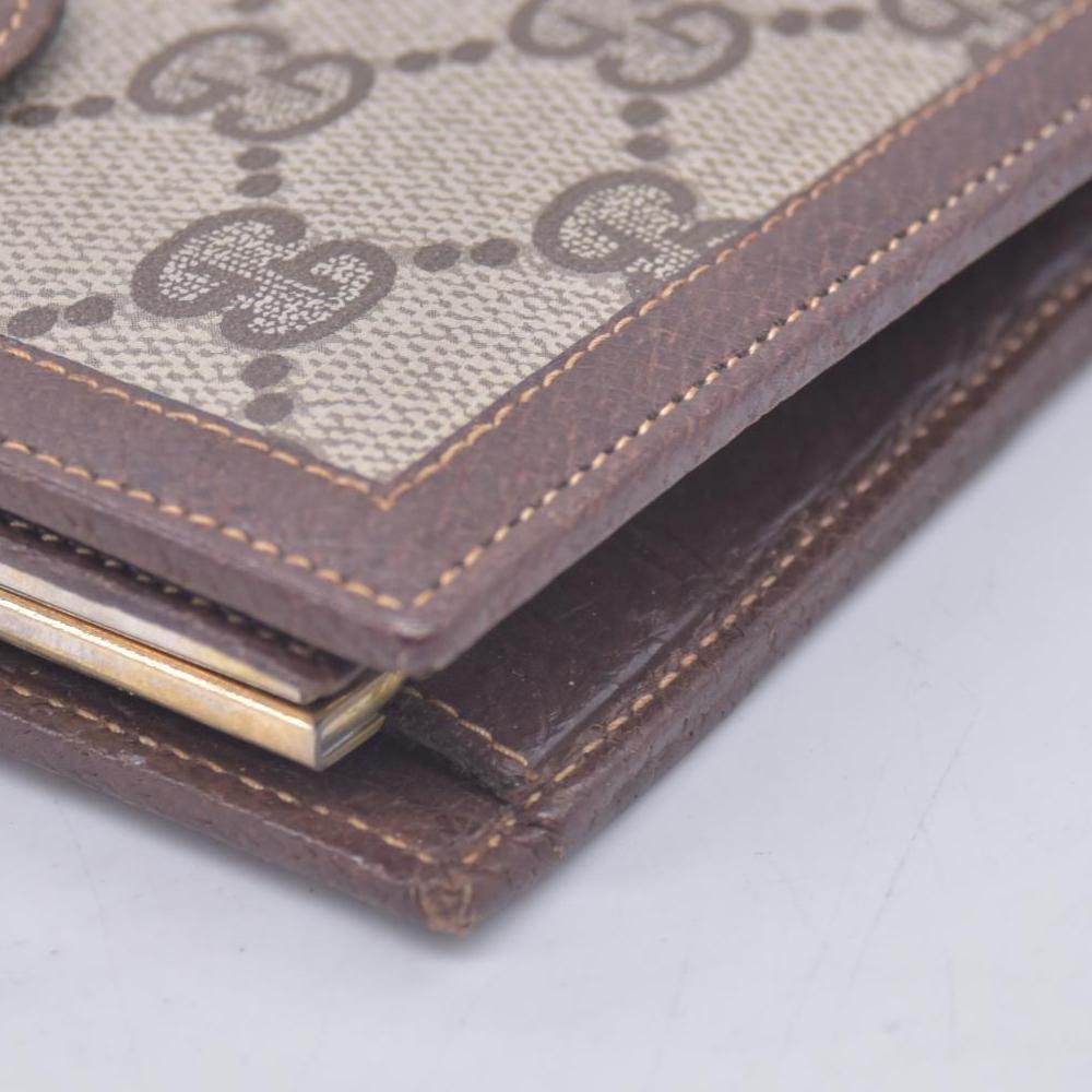 $680 GUCCI Vintage GG Plus Supreme French Purse Kisslock Wallet Beige Brown CONSIGNMENT 10021237