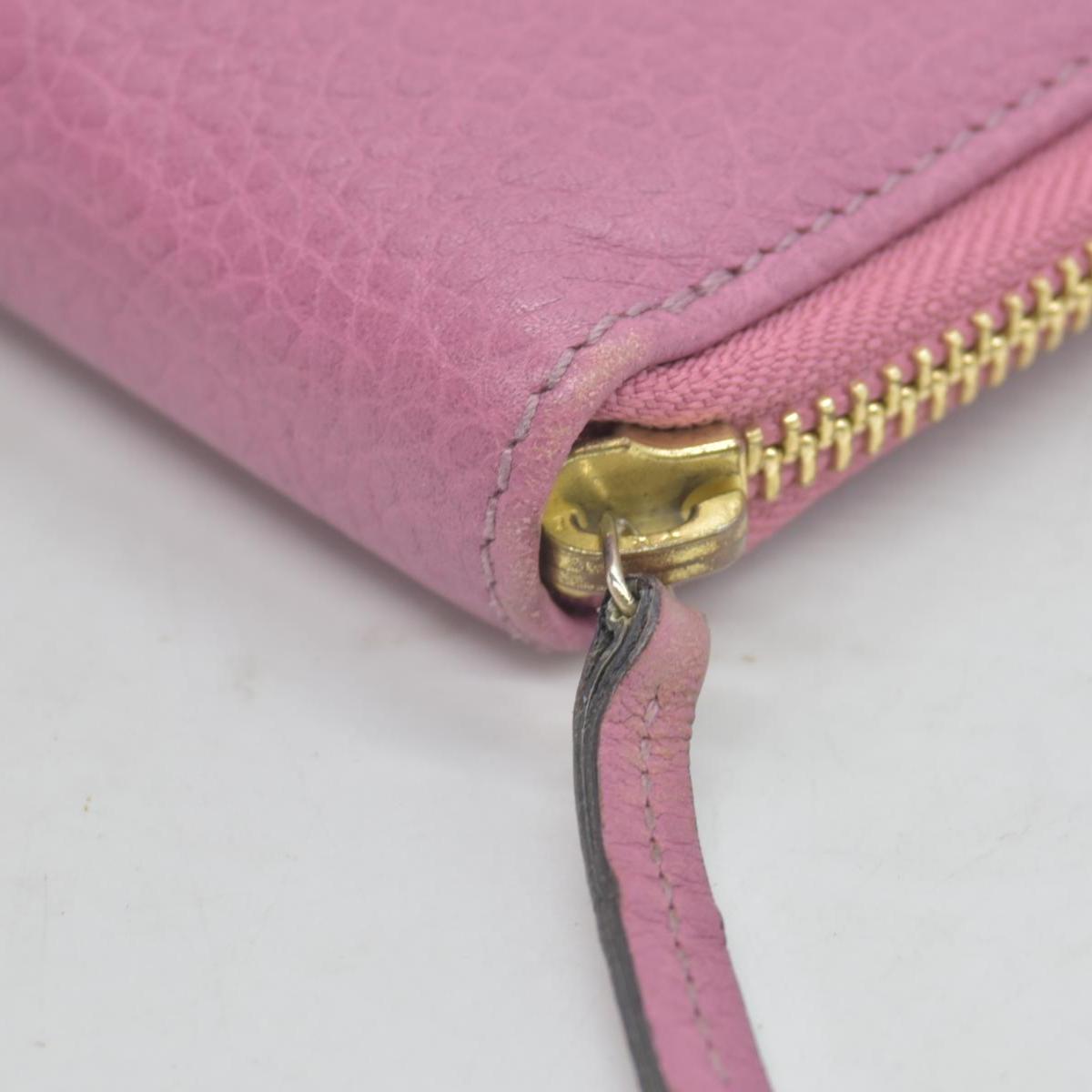 $550 Gucci Dollar Calfskin GG Marmont Zip Around Wallet Perfect Pink