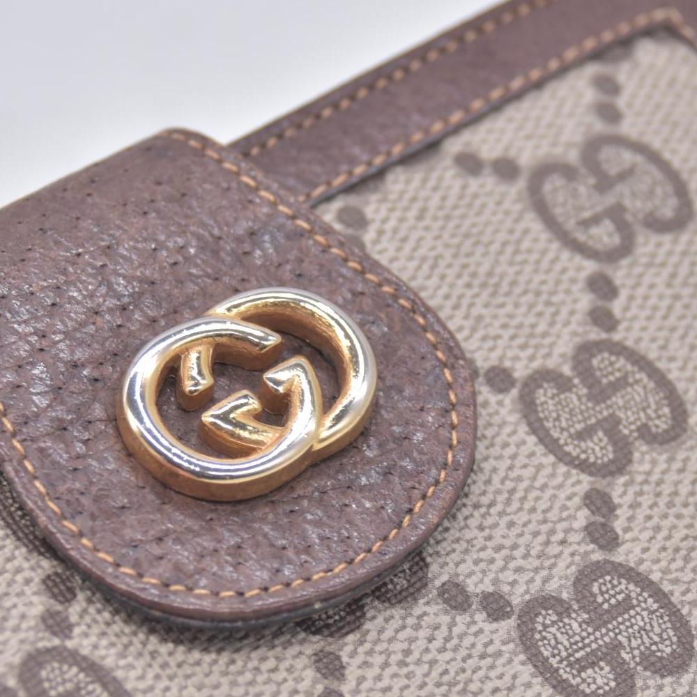 $680 GUCCI Vintage GG Plus Supreme French Purse Kisslock Wallet Beige Brown CONSIGNMENT 10021237