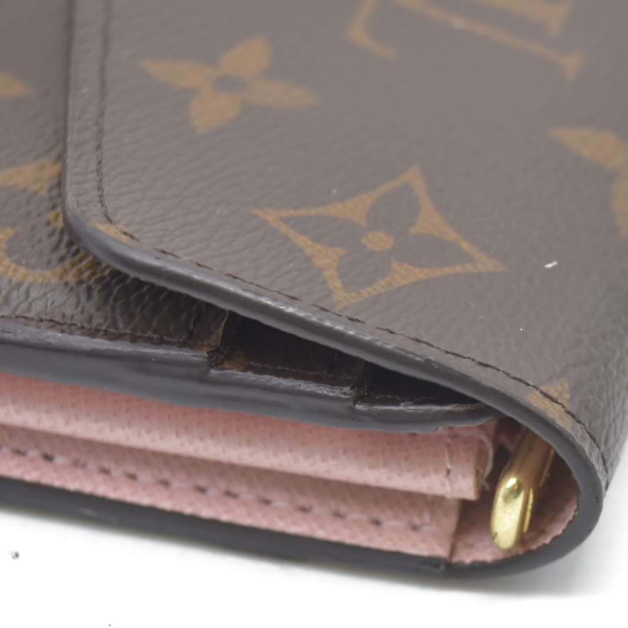 $775 Louis Vuitton  Monogram Sarah Wallet NM Rose Ballerine RFID
