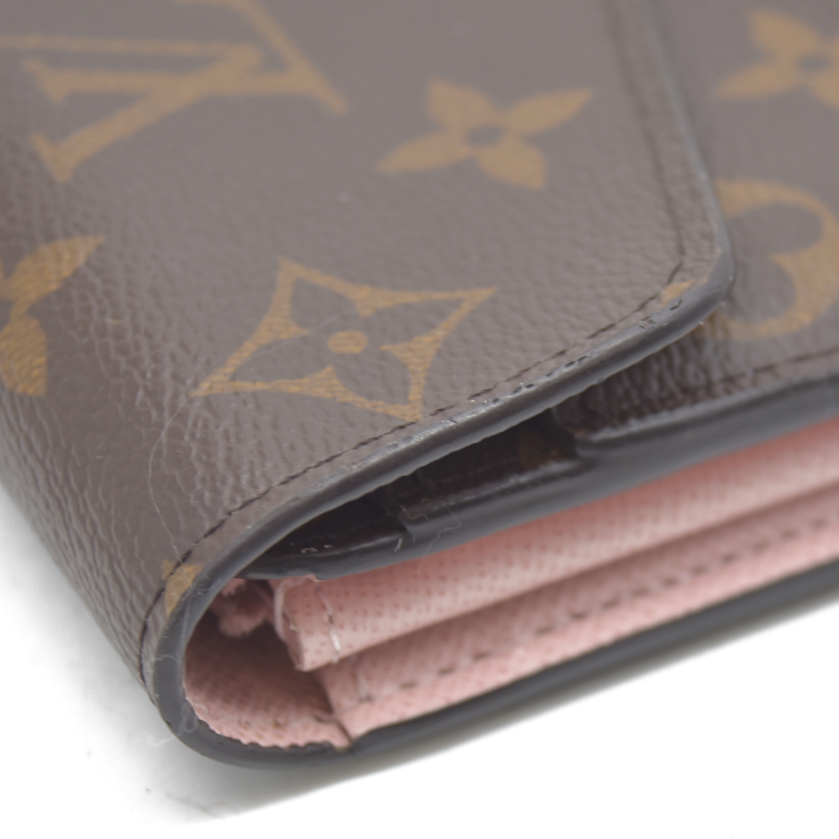 $775 Louis Vuitton  Monogram Sarah Wallet NM Rose Ballerine RFID