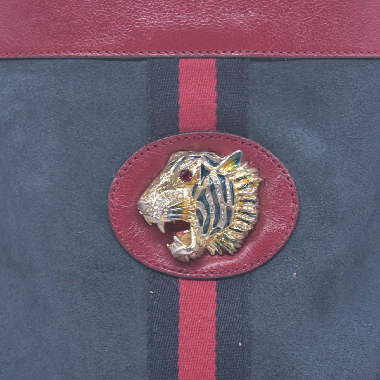 $2500 Gucci Navy Suede Web Rajah Tote Large CONSIGNMENT