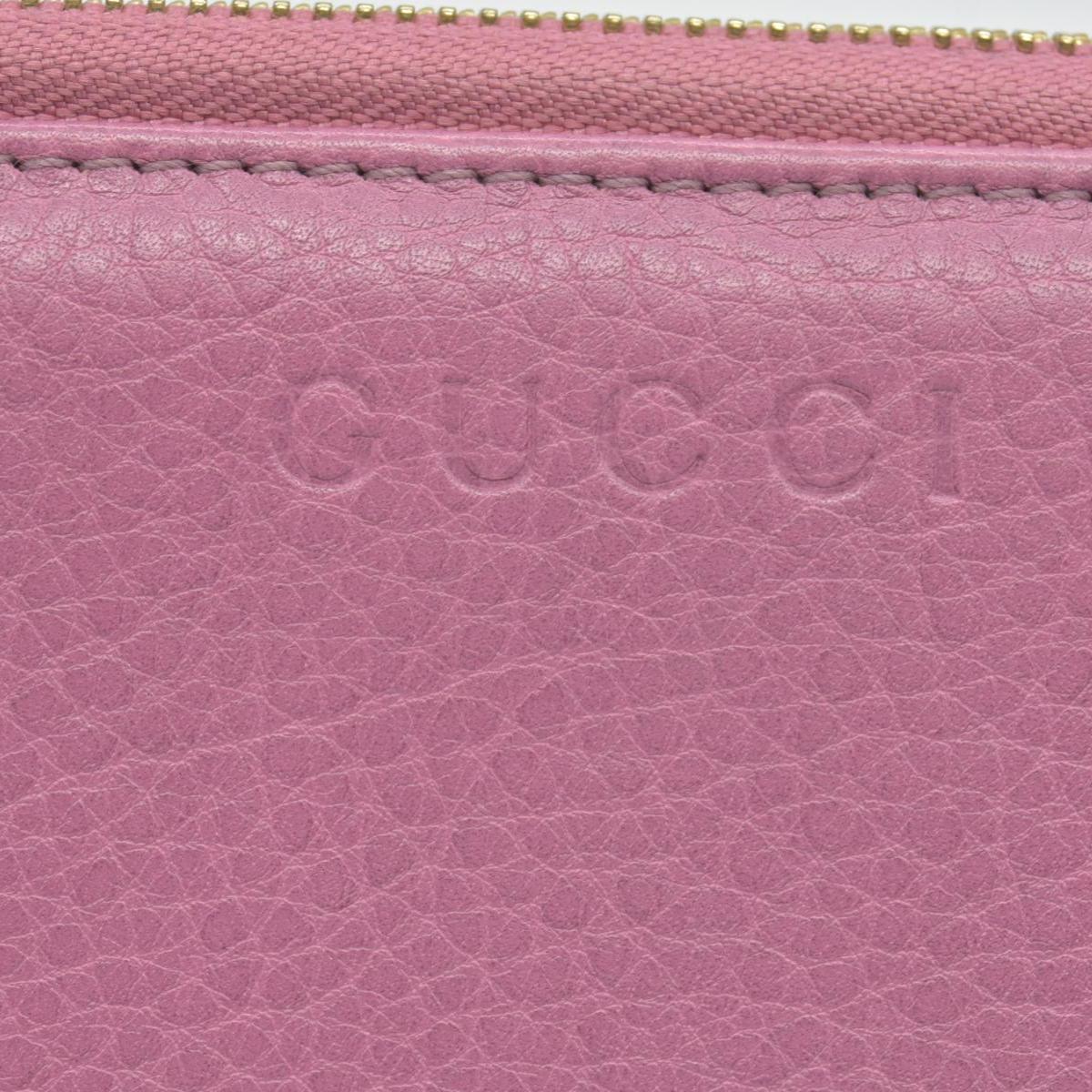$550 Gucci Dollar Calfskin GG Marmont Zip Around Wallet Perfect Pink