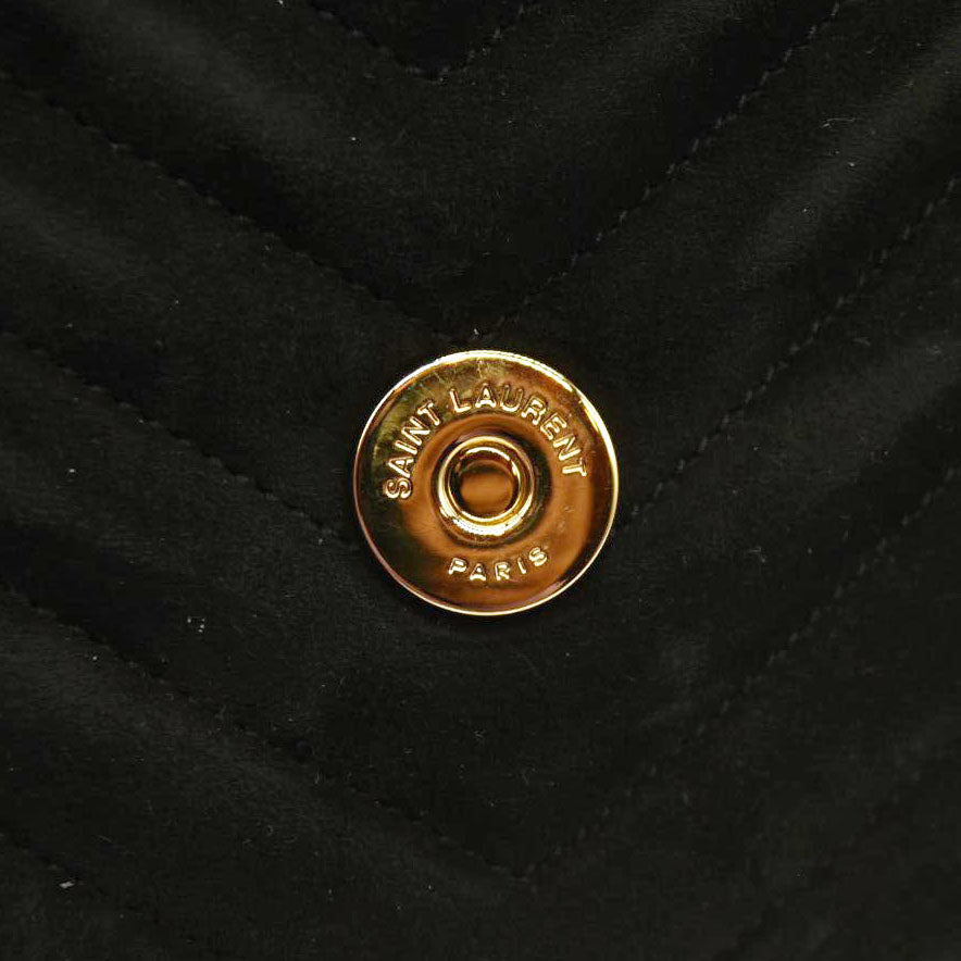 Saint Laurent  Suede Matelasse Chevron Monogram Medium College Bag Black