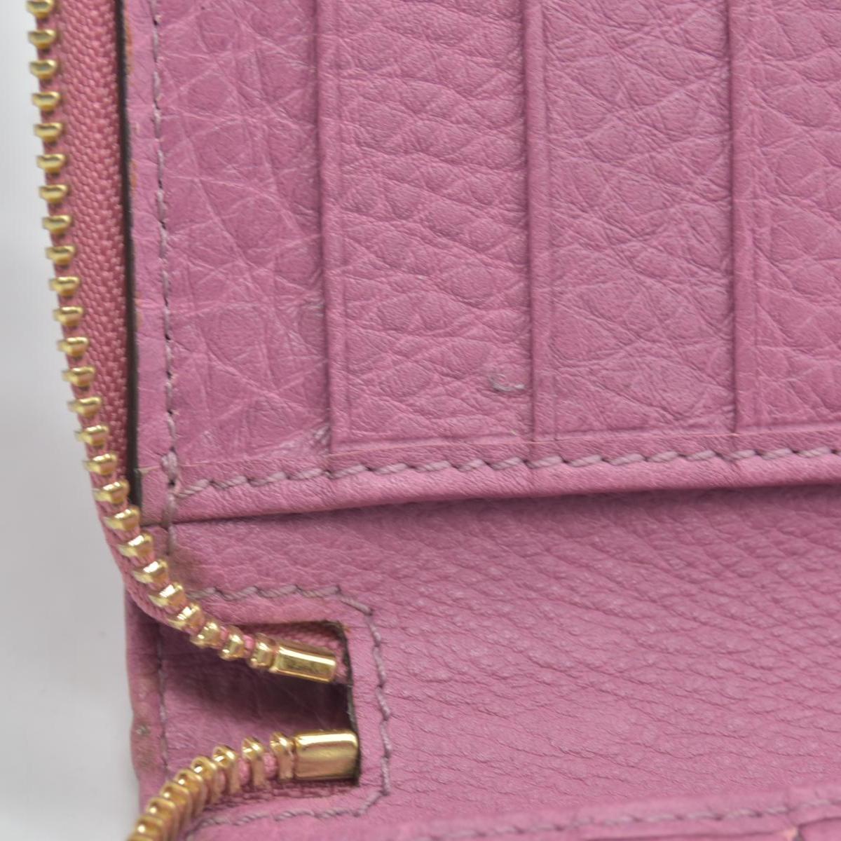$550 Gucci Dollar Calfskin GG Marmont Zip Around Wallet Perfect Pink