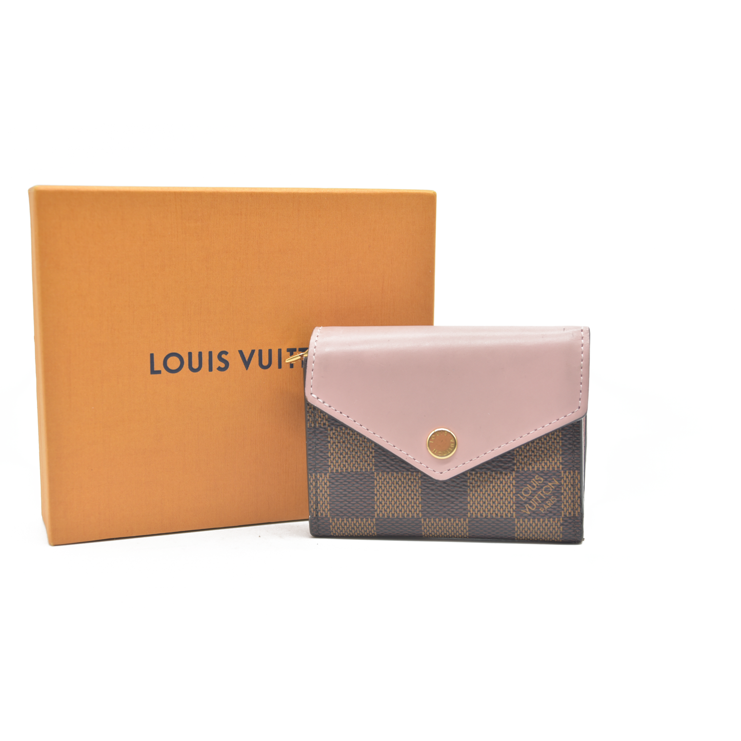 $605 LOUIS VUITTON Damier Ebene Zoe Wallet Rose Ballerine TA0129 2019