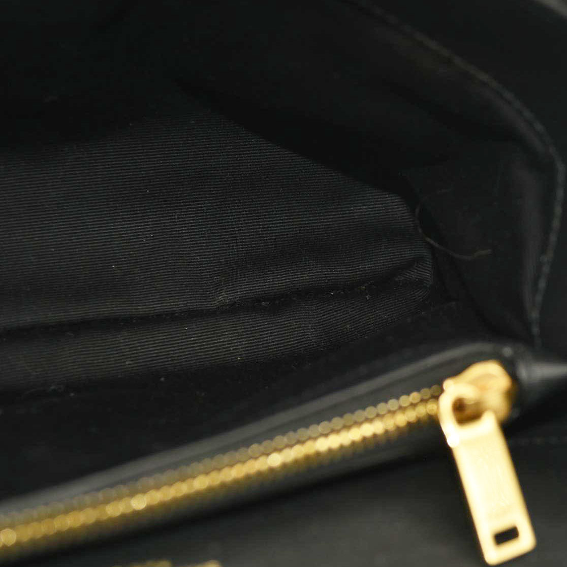 Saint Laurent  Suede Matelasse Chevron Monogram Medium College Bag Black