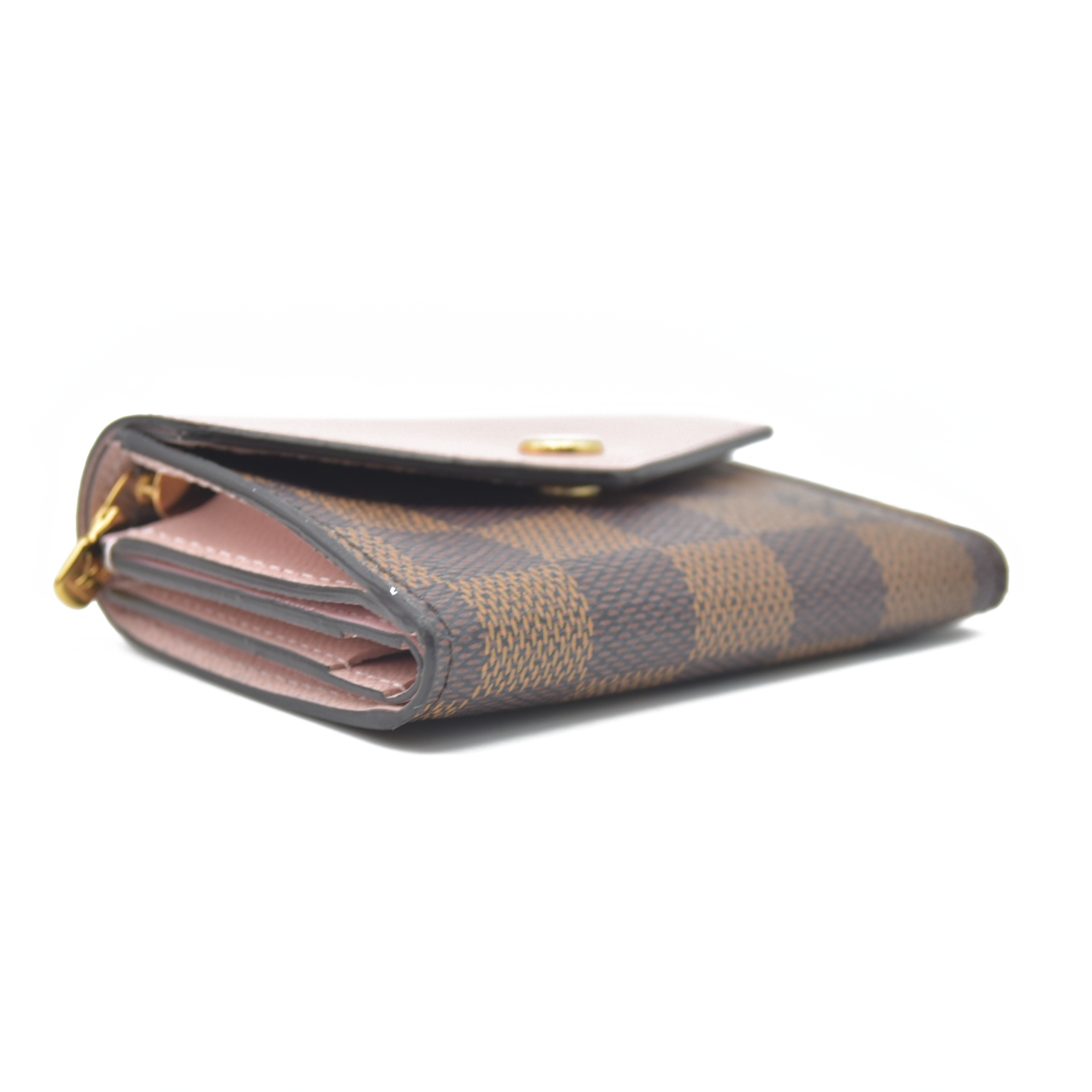 $605 LOUIS VUITTON Damier Ebene Zoe Wallet Rose Ballerine TA0129 2019
