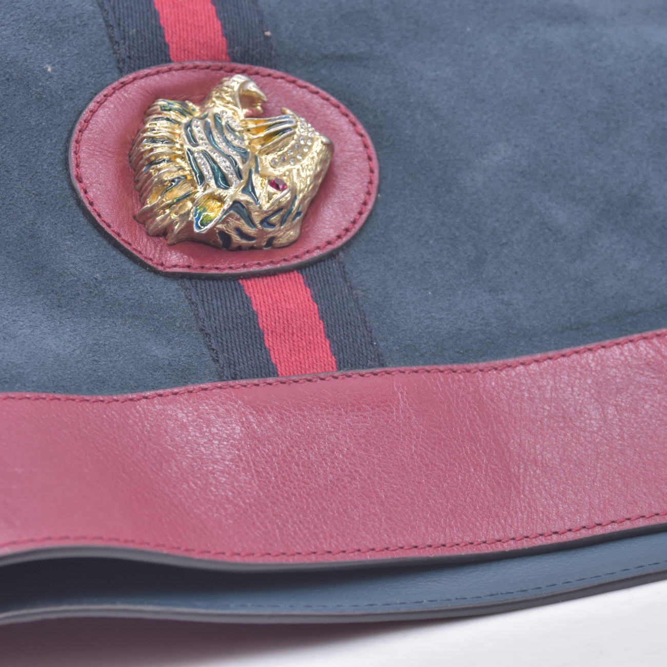 $2500 Gucci Navy Suede Web Rajah Tote Large CONSIGNMENT