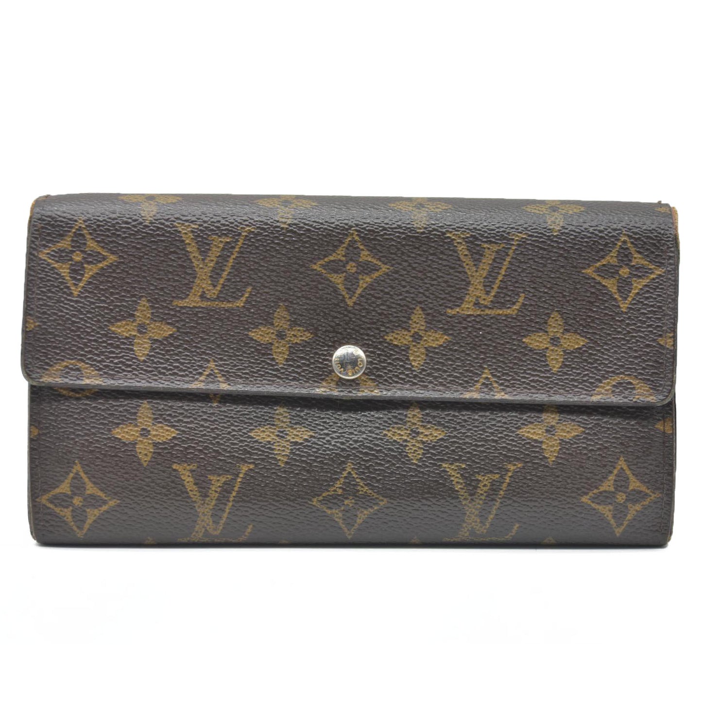 AUCTION $720 Louis Vuitton Monogram Portefeiulle Sarah Long Bifold Wallet Brown CA0049