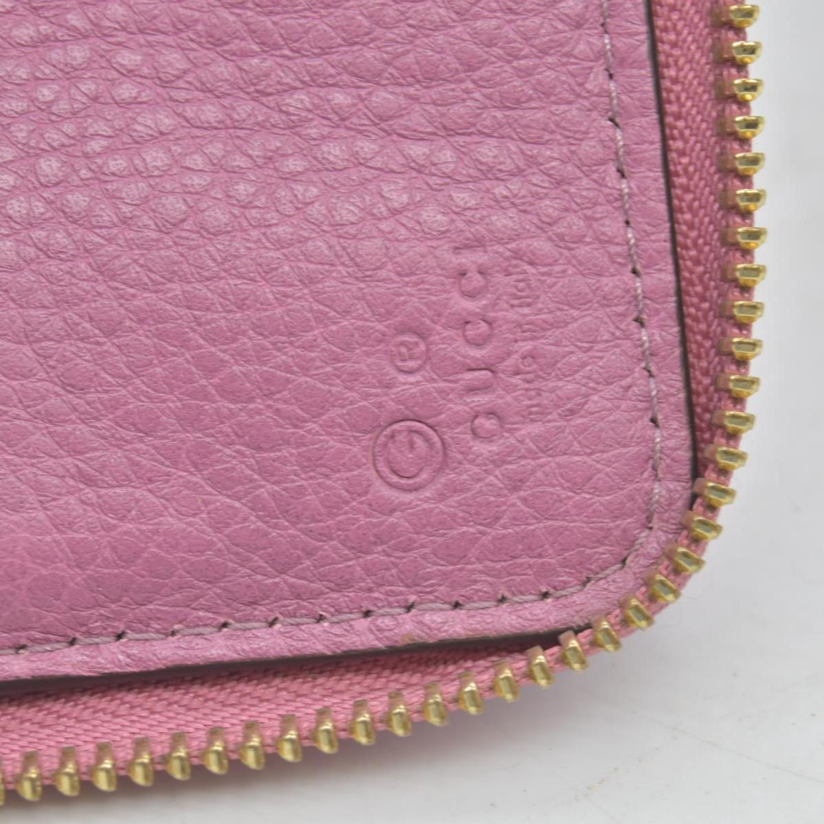 $550 Gucci Dollar Calfskin GG Marmont Zip Around Wallet Perfect Pink