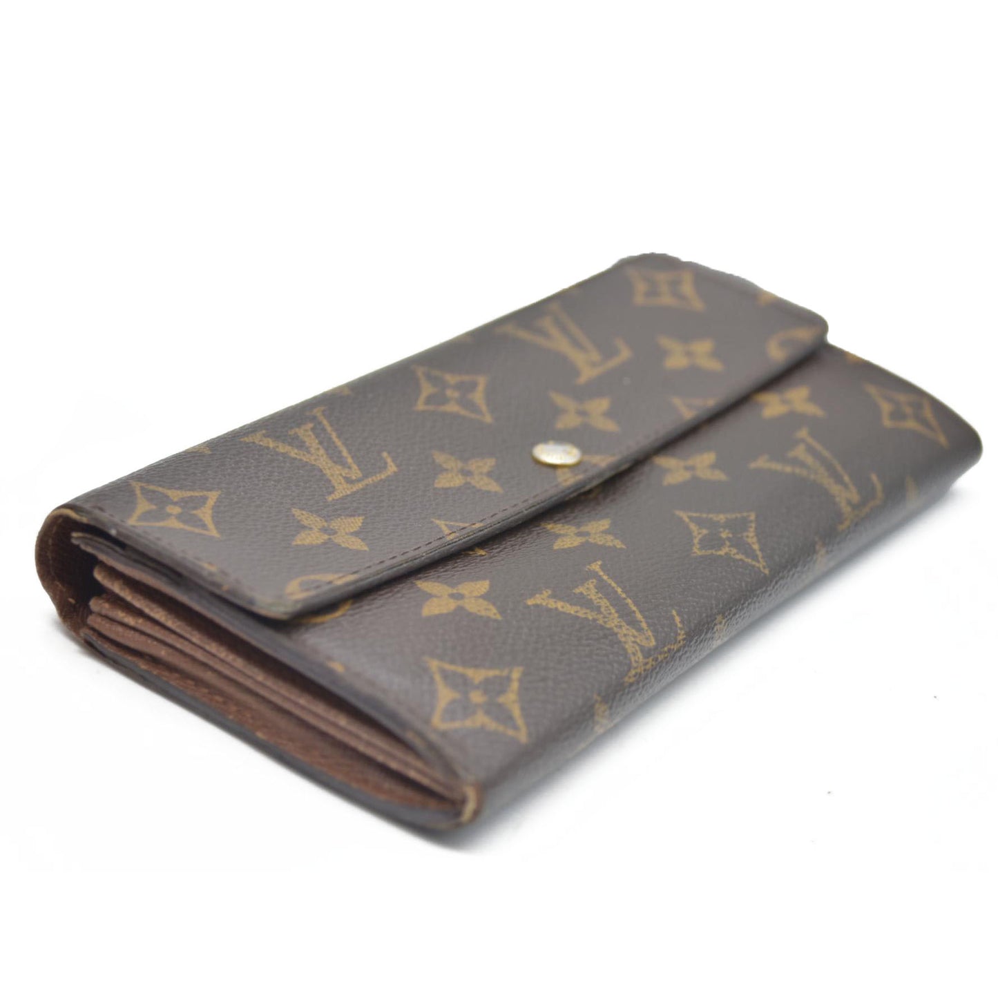 AUCTION $720 Louis Vuitton Monogram Portefeiulle Sarah Long Bifold Wallet Brown CA0049