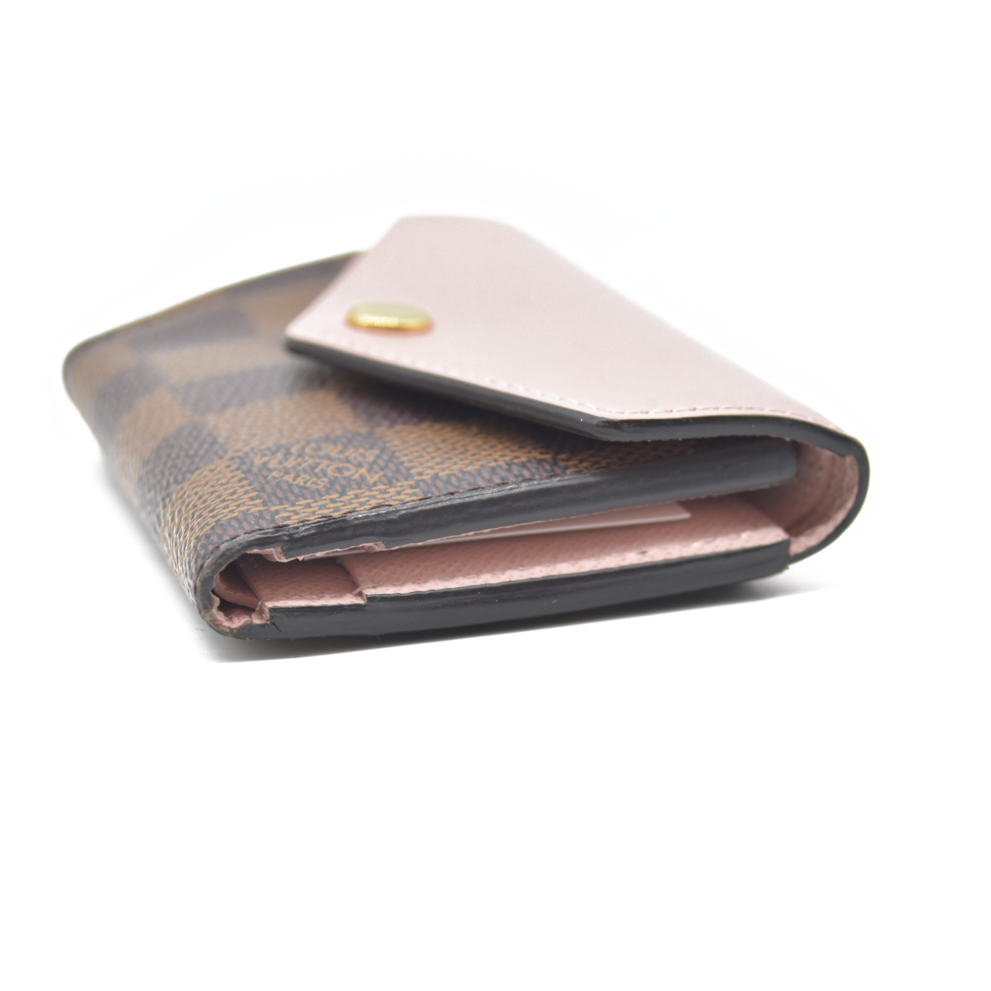 $605 LOUIS VUITTON Damier Ebene Zoe Wallet Rose Ballerine TA0129 2019