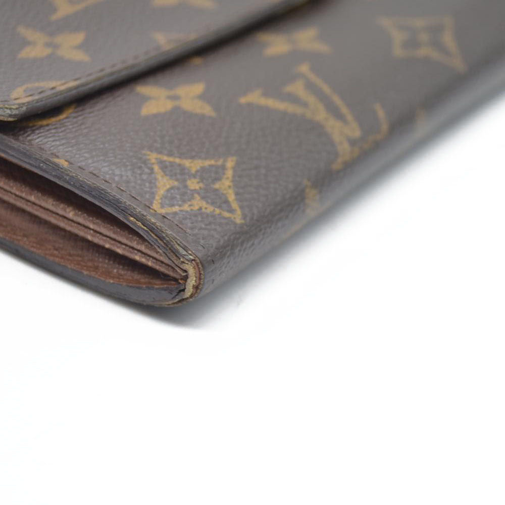 AUCTION $720 Louis Vuitton Monogram Portefeiulle Sarah Long Bifold Wallet Brown CA0049
