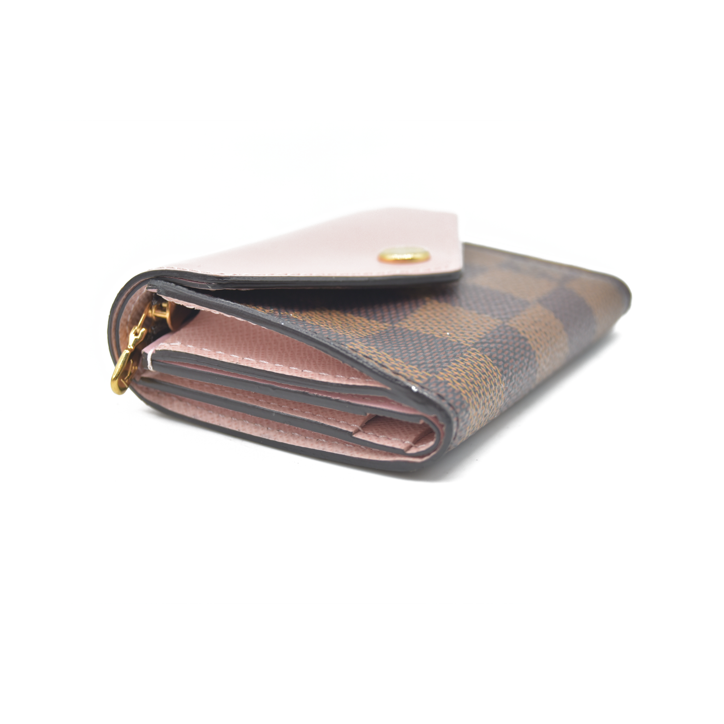 $605 LOUIS VUITTON Damier Ebene Zoe Wallet Rose Ballerine TA0129 2019