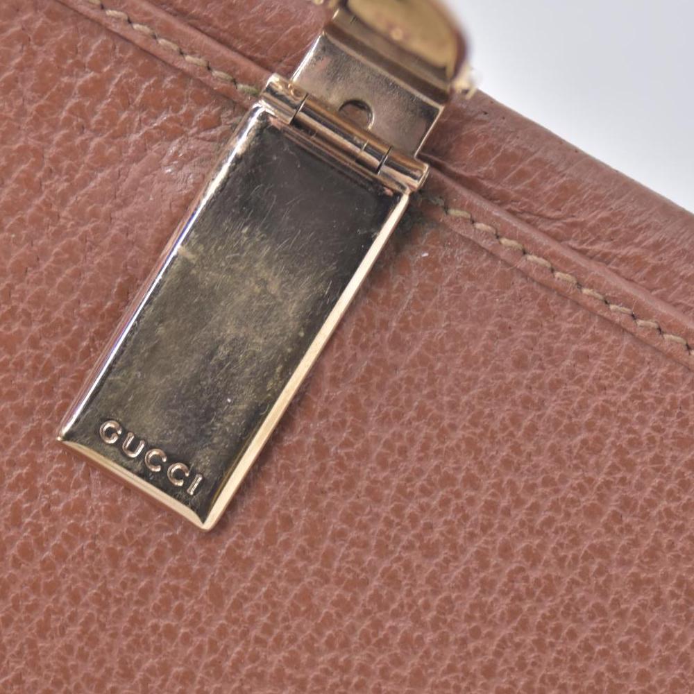 $620 GUCCI Grainy Calfskin Belt Buckle Long Wallet Brown CONSIGNMENT 10021235