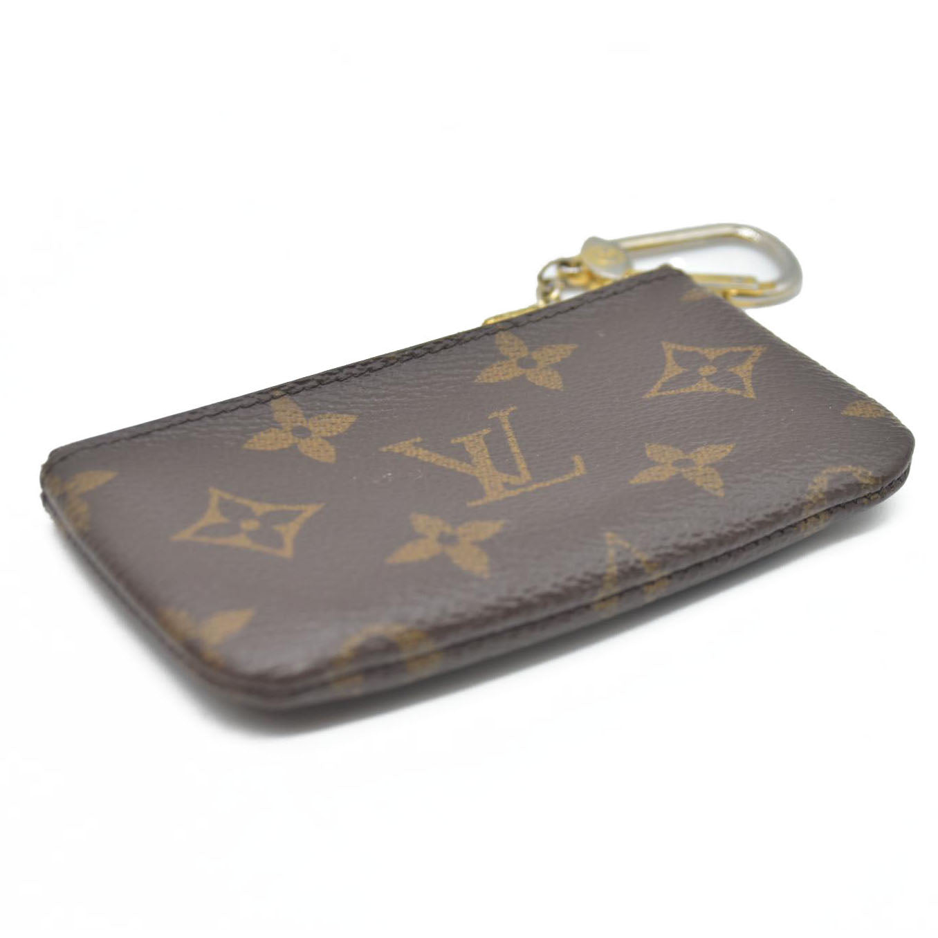 $345 Louis Vuitton Monogram Pochette Cles Wallet Coin Purse Brown