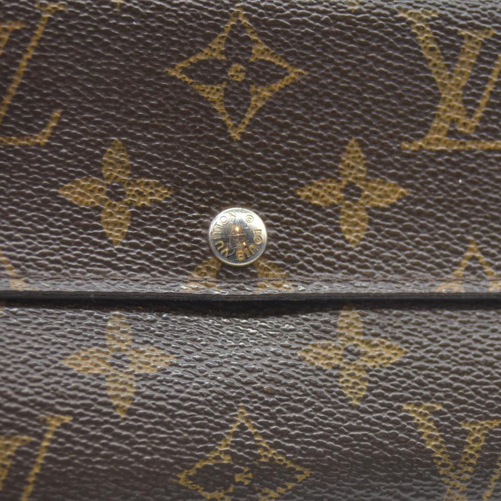 AUCTION $720 Louis Vuitton Monogram Portefeiulle Sarah Long Bifold Wallet Brown CA0049