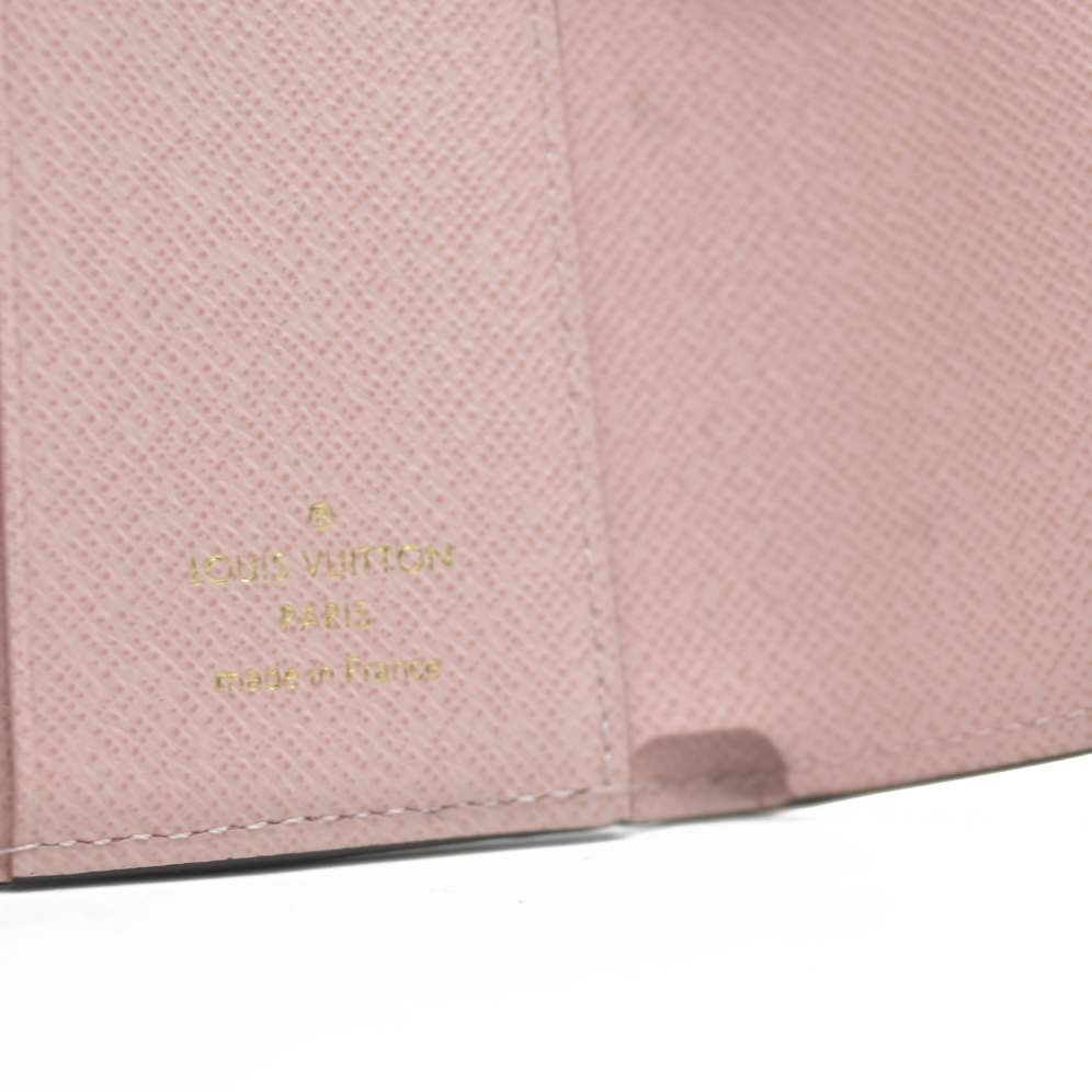 $605 LOUIS VUITTON Damier Ebene Zoe Wallet Rose Ballerine TA0129 2019