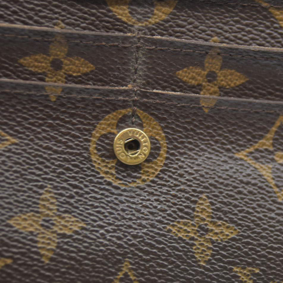 AUCTION $720 Louis Vuitton Monogram Portefeiulle Sarah Long Bifold Wallet Brown CA0049