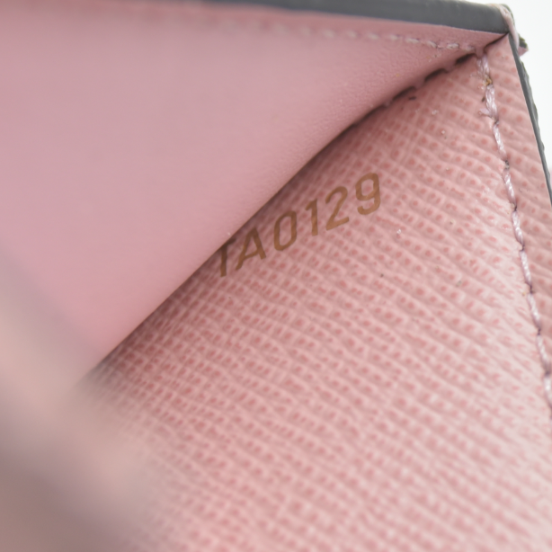 $605 LOUIS VUITTON Damier Ebene Zoe Wallet Rose Ballerine TA0129 2019