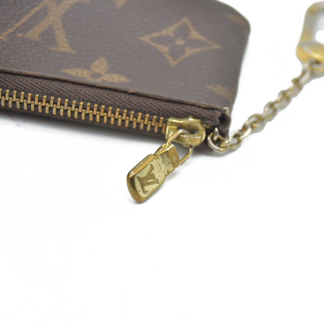 $345 Louis Vuitton Monogram Pochette Cles Wallet Coin Purse Brown