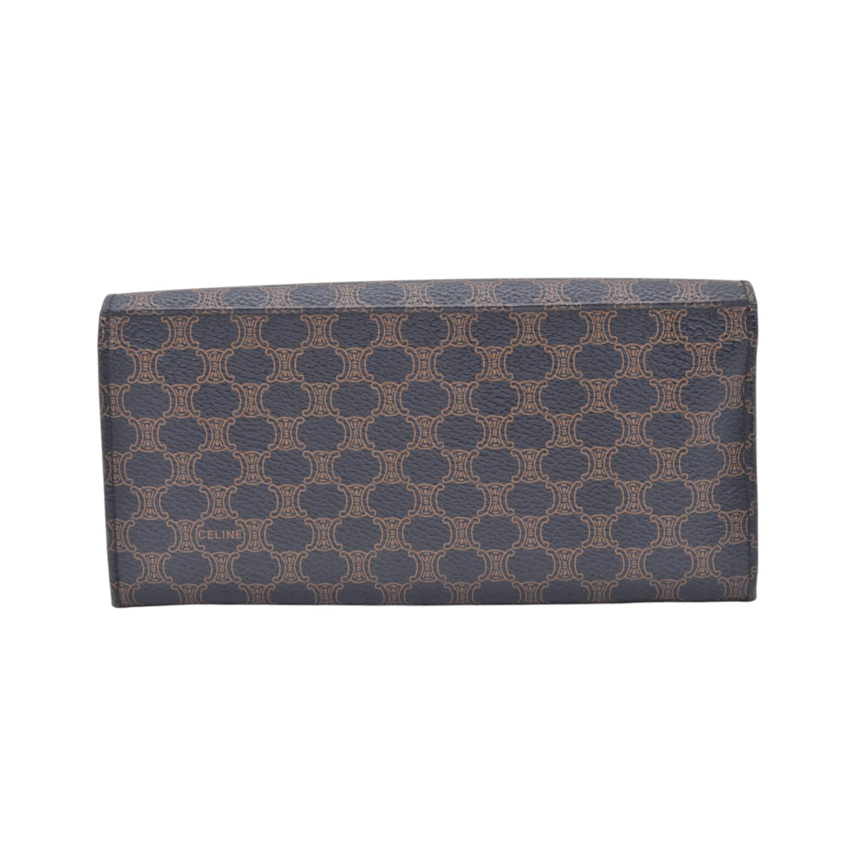 $650 CELINE Macadam Triomphe Canvas Kisslock Long Wallet Dark Brown CONSIGNMENT 10021203