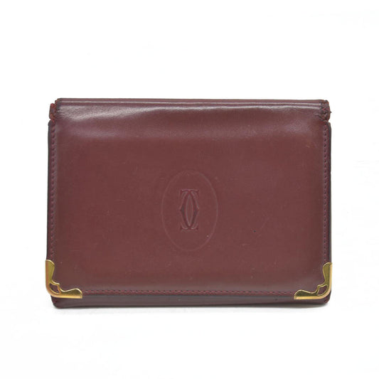 AUCTION $430 Cartier Cartier Burgundy Leather Must de Cartier ID Card Holder