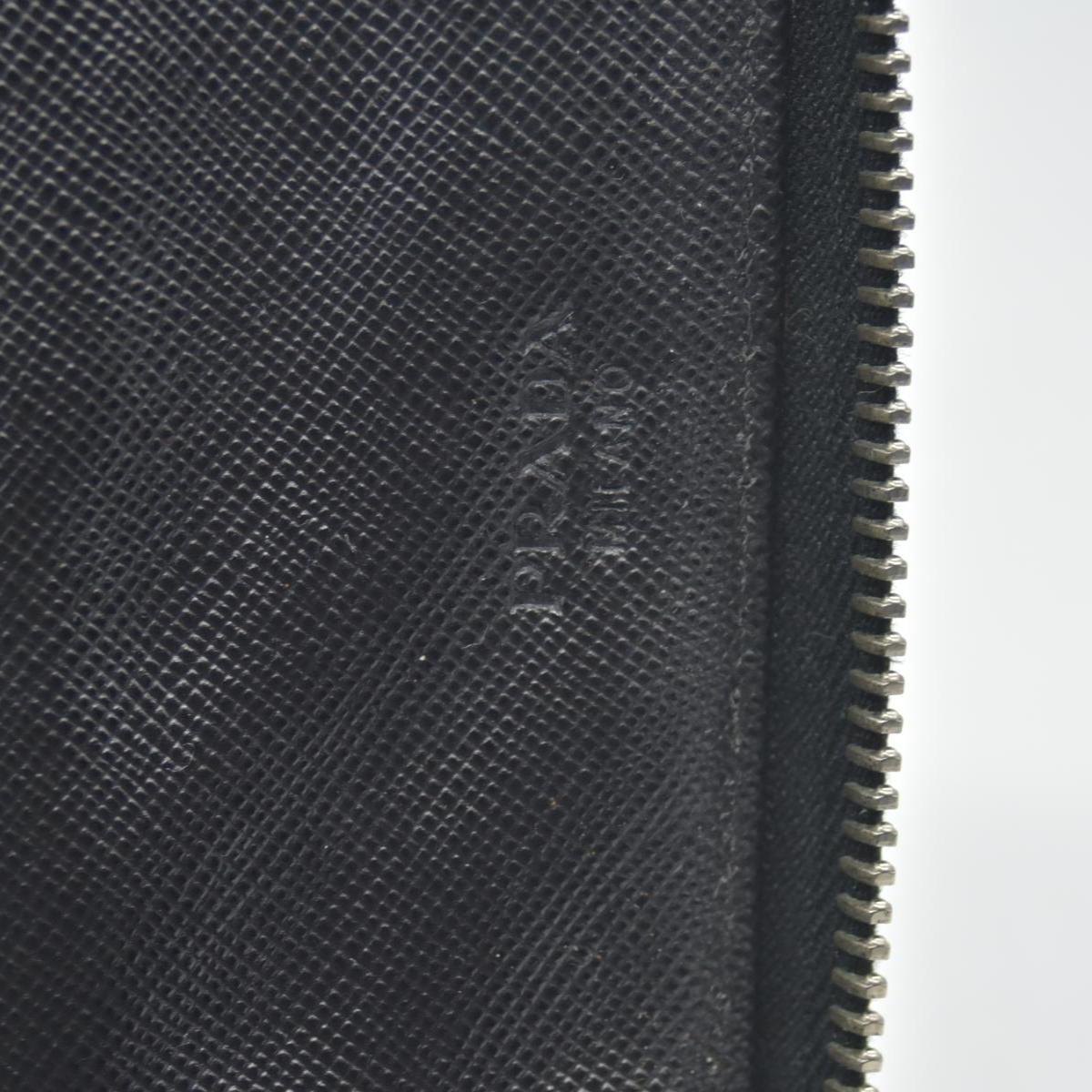 $1070 Prada Black Saffiano Leather Travel Zip Around Wallet CONSIGNMENT