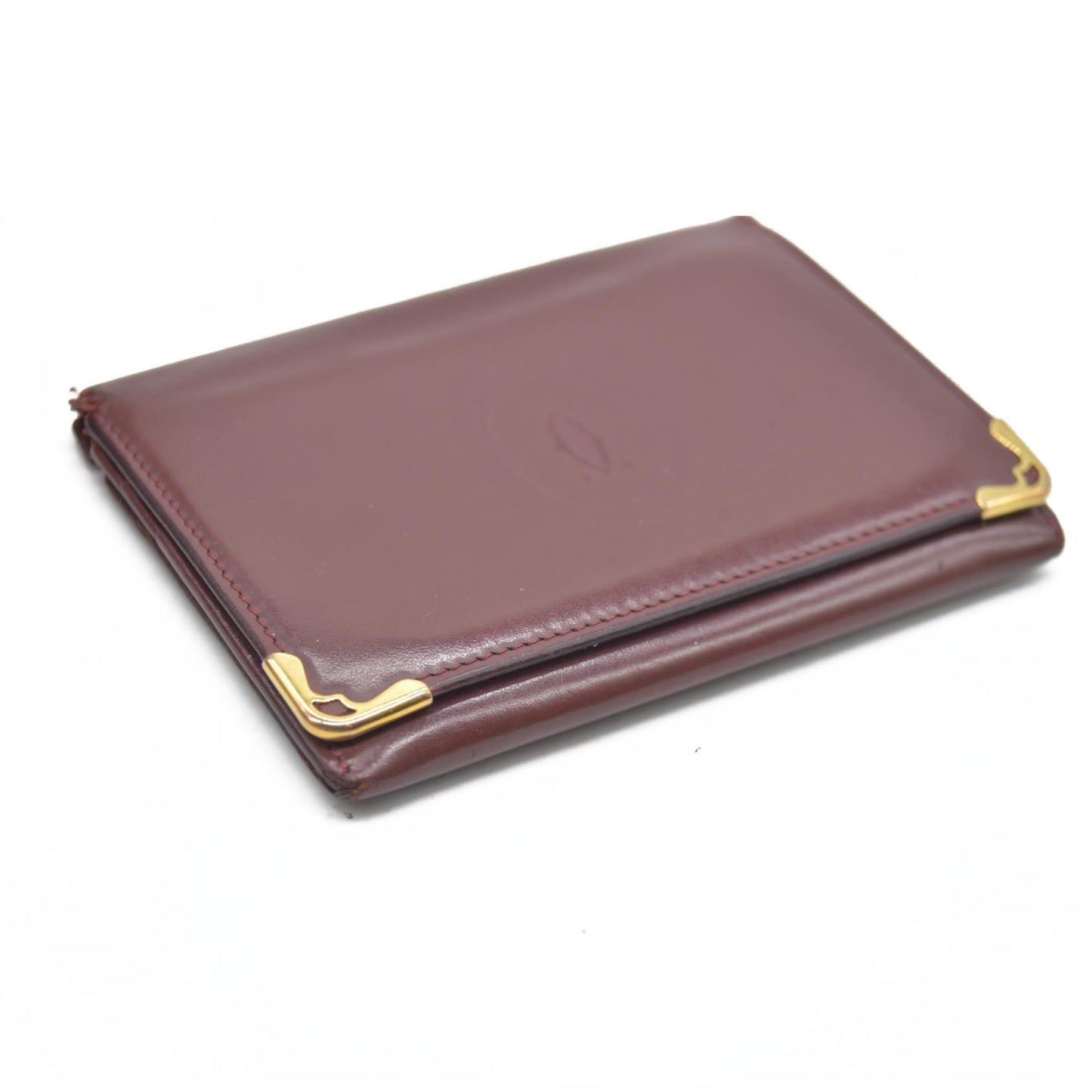 AUCTION $430 Cartier Cartier Burgundy Leather Must de Cartier ID Card Holder