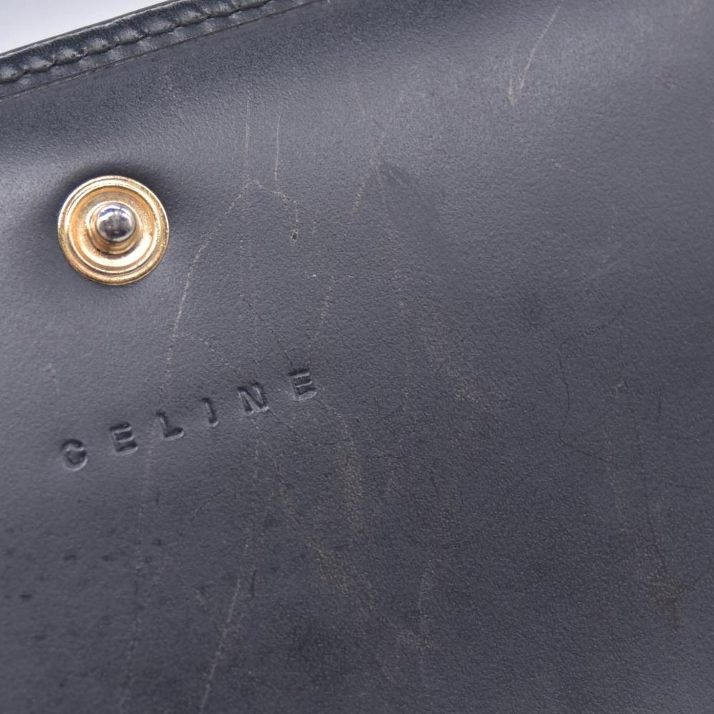 $650 CELINE Macadam Triomphe Canvas Kisslock Long Wallet Dark Brown CONSIGNMENT 10021203