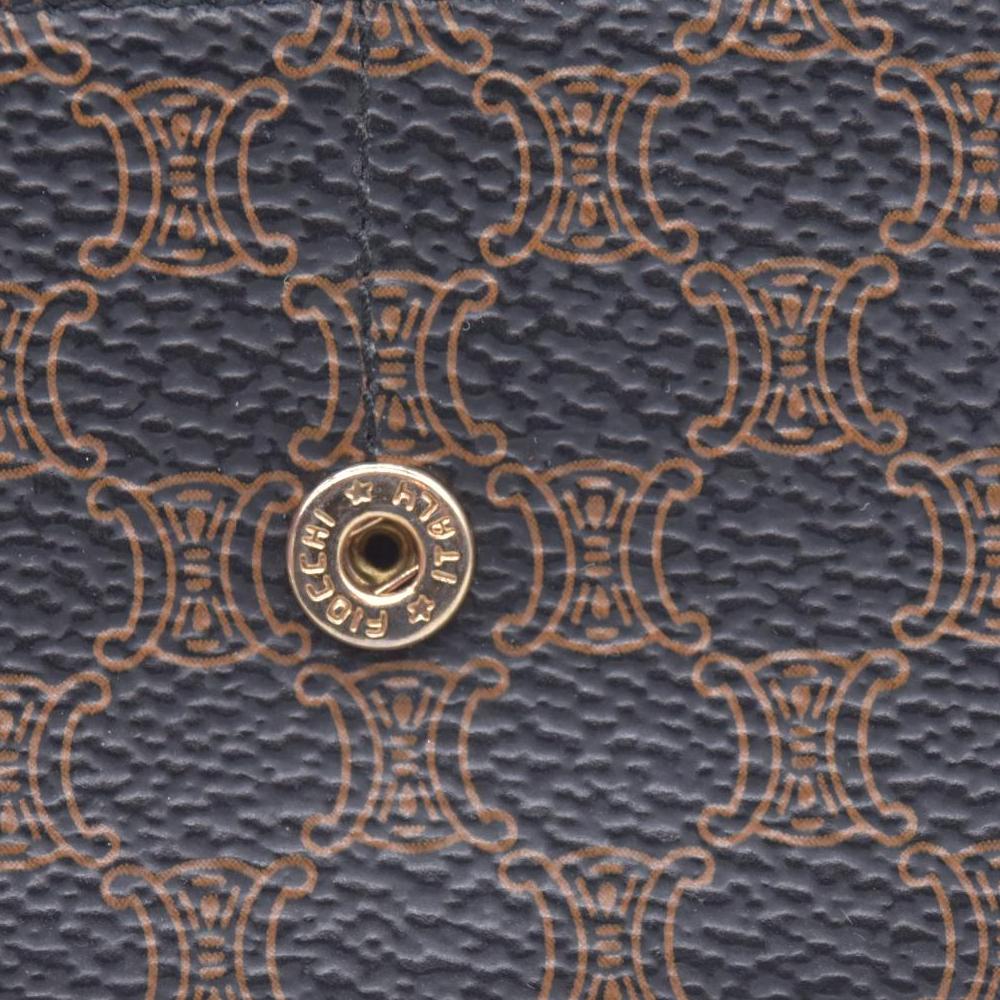 $650 CELINE Macadam Triomphe Canvas Kisslock Long Wallet Dark Brown CONSIGNMENT 10021203
