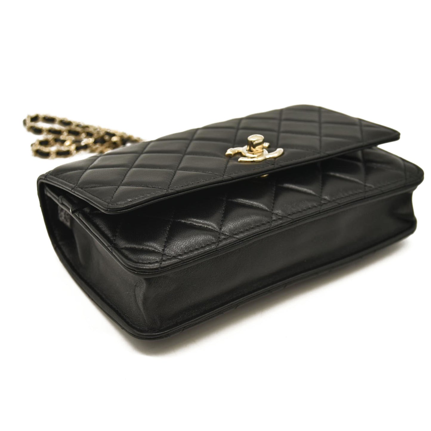 CHANEL  Lambskin Quilted Trendy CC Wallet On Chain WOC Black