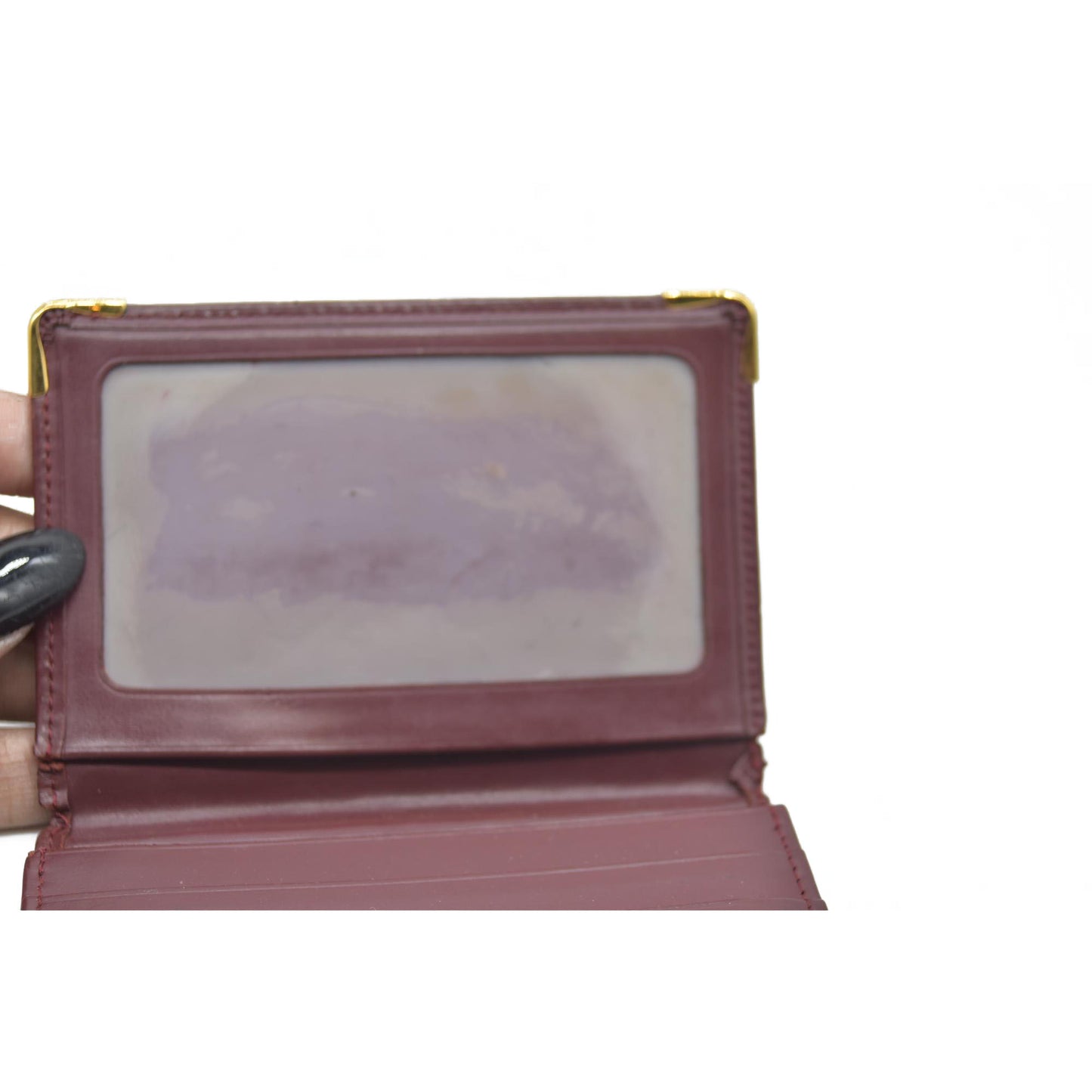 AUCTION $430 Cartier Cartier Burgundy Leather Must de Cartier ID Card Holder