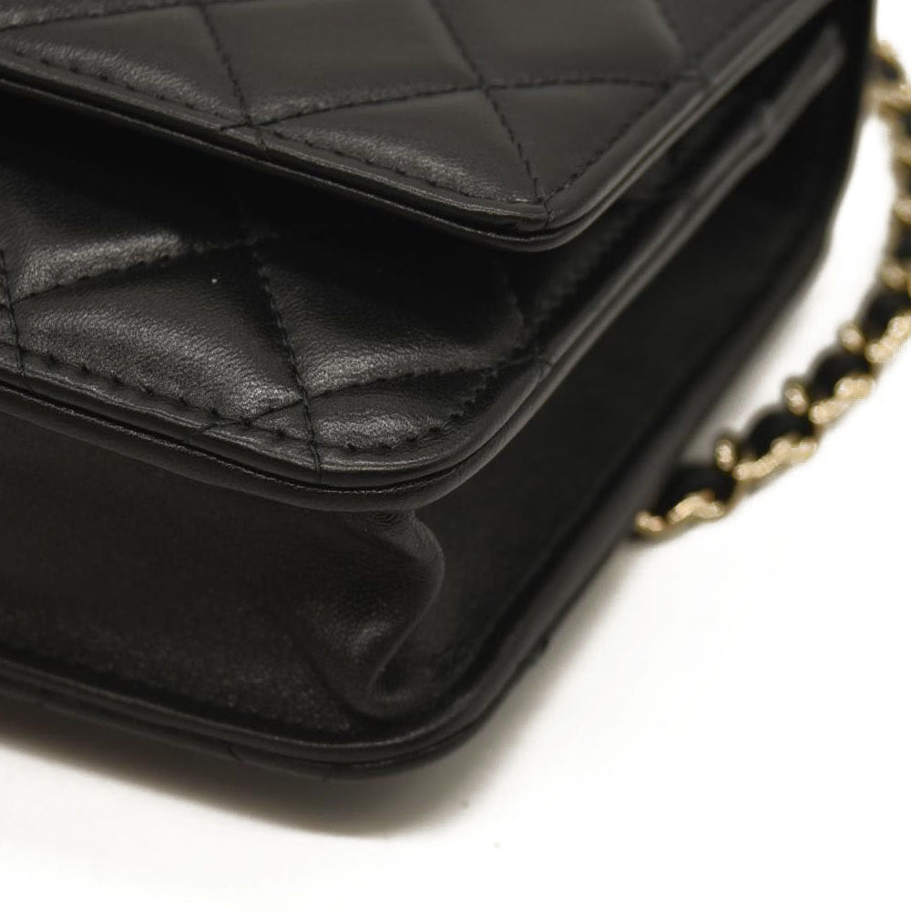 CHANEL  Lambskin Quilted Trendy CC Wallet On Chain WOC Black