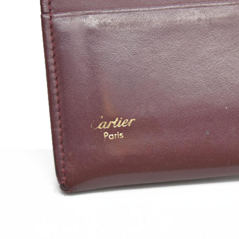 AUCTION $430 Cartier Cartier Burgundy Leather Must de Cartier ID Card Holder