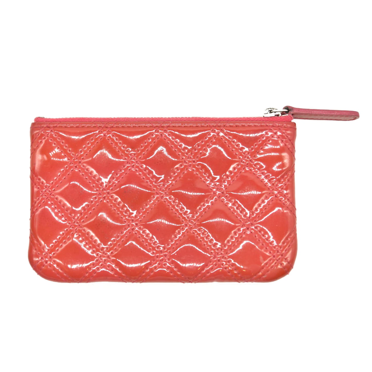 Chanel  Patent Quilted Small Cosmetic Case Pink